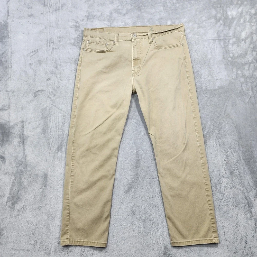 Levis 502 Jeans Mens 38x30 Beige Khaki All Seasons Tech Stretch Tapered Denim